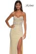 Picture of: Long Prom Dress Embellished with Rhinestones and Open Back in Pale Yellow, Style: 32547, Detail Picture 11