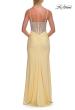 Picture of: Rhinestone Corset Gown with Slit and Ruching in Pale Yellow, Style: 33357, Detail Picture 11