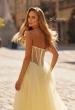 Picture of: Strapless Corset Gown with Tulle Skirt and High Slit in Pale Yellow, Style: 33491, Detail Picture 11