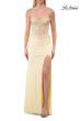 Picture of: Strapless Rhinestone Corset Gown with High Slit in Pale Yellow, Style: 33526, Detail Picture 11