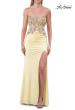 Picture of: Strapless Embellished Corset Gown with High Slit and Lace-Up Back in Pale Yellow, Style: 33761, Detail Picture 11