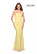 Picture of: Net Jersey Long Dress with Ruching and Diamond Straps in Pale Yellow, Style: 30701, Detail Picture 12