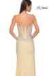 Picture of: Rhinestone Embellished Fitted Prom Dress with Corset and Deep V in Pale Yellow, Style 32717, Detail Picture 12