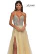Picture of: Prom Gown with Rhinestone Tulle and Illusion Corset Bodice in Pale Yellow, Style: 32725, Detail Picture 12