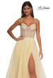 Picture of: Tulle A-line Prom Dress with Rhinestone Detail on Corset Top in Pale Yellow, Style: 32675, Detail Picture 14
