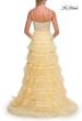 Picture of: Tiered Ruffle Gown with Beaded Bodice and High Slit in Pale Yellow, Style: 33493, Detail Picture 14