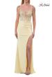 Picture of: Lace Corset Gown with High Slit and Lace-Up Back in Pale Yellow, Style: 33505, Detail Picture 15