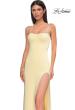 Picture of: Fitted Strapless Dress with Rhinestone Embellished Neckline and Slit in Pale Yellow, Style 32799, Detail Picture 16