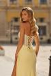 Picture of: Strapless Embellished Corset Gown with High Slit and Lace-Up Back in Pale Yellow, Style: 33355, Detail Picture 16