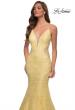 Picture of: Long Mermaid Lace Dress with Back Rhinestone Detail in Pale Yellow, Style: 28355, Detail Picture 17