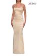Picture of: Straight Neck Satin Gown with Lace-Up Back in Pale Yellow, Style: 33604, Detail Picture 17