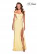 Picture of: Beaded Lace Prom Dress with Off the Shoulder Detail in Pale Yellow, Style: 28301, Back Picture