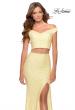Picture of: Two Piece Off the Shoulder Sequin Lace Prom Dress in Pale Yellow, Style: 28565, Back Picture