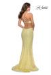 Picture of: Lace Stretch Sequin Dress with Side Cut Outs in Pale Yellow, Style: 28983, Back Picture