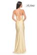 Picture of: Ruched Jersey Prom Dress with Slit in Pale Yellow, Style: 31131, Back Picture