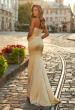 Picture of: Strapless Satin Gown with Fitted Silhouette in Pale Yellow, Style: 33546, Back Picture