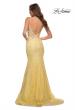 Picture of: Long Mermaid Lace Dress with Back Rhinestone Detail in Pale Yellow, Style: 28355, Detail Picture 18