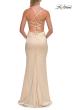 Picture of: Straight Neck Satin Gown with Lace-Up Back in Pale Yellow, Style: 33604, Detail Picture 18