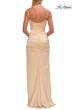 Picture of: Satin Fitted Gown with High Slit and Adjustable Spaghetti Straps in Pale Yellow, Style: 33413, Detail Picture 23