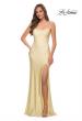 Picture of: Open Strappy Back Jersey Gown with Rhinestones in Pale Yellow, Style 29899, Detail Picture 1