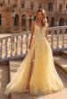 Picture of: Floral Beaded Tulle Gown with Slit and Lace-Up Back in Pale Yellow, Style: 33716, Detail Picture 1
