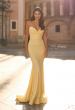 Picture of: Strapless Jersey Mermaid Gown with Ruched Bodice and Lace-Up Back in Pale Yellow, Style: 33864, Detail Picture 1