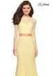Picture of: Stretch Lace Long Sleeve Two Piece Prom Dress in Pale Yellow, Style: 27601, Detail Picture 2
