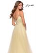 Picture of: Tulle A-line Dress with Patterned Rhinestone Bodice in Pale Yellow, Style: 28511, Detail Picture 2