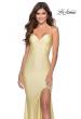 Picture of: Form Fitting Prom Dress with Ruched Bow Bodice in Pale Yellow, Style: 28536, Detail Picture 2
