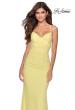 Picture of: Fitted Jersey Long Dress with Lace Up Back in Pale Yellow, Style: 28541, Detail Picture 2