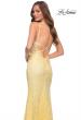 Picture of: Stretch Lace Long Dress with Deep V Neckline in Pale Yellow, Style 29842, Detail Picture 2
