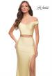 Picture of: Rhinestone Off the Shoulder Jersey Two Piece Prom Dress in Pale Yellow, Style 29951, Detail Picture 2