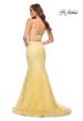Picture of: Mermaid Two Piece Gown with Deep V and Rhinestones in Pale Yellow, Style 29970, Detail Picture 2