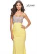 Picture of: Long Jersey Prom Dress with Rhinestone Sheer Bodice in Pale Yellow, Style: 31338, Detail Picture 2