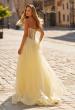 Picture of: Strapless Corset Gown with Tulle Skirt and High Slit in Pale Yellow, Style: 33491, Detail Picture 3