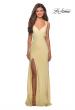 Picture of: Classic Form Fitting Jersey Floor Length Prom Dress in Pale Yellow, Style: 27581, Detail Picture 4
