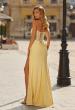 Picture of: Strapless Embellished Corset Gown with High Slit and Lace-Up Back in Pale Yellow, Style: 33355, Detail Picture 4