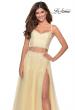 Picture of: Long Two Piece Tulle Gown with Floral Embroidery in Pale Yellow, Style: 28271,, Detail Picture 5