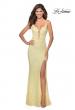 Picture of: Lace Prom Dress with Deep V-Neck and Rhinestones in Pale Yellow, Style: 28556, Detail Picture 5