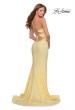 Picture of: Long Stretch Lace Prom Dress with Plunging Neckline in Pale Yellow, Style: 28640, Detail Picture 5