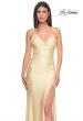Picture of: Ruched Jersey Prom Dress with Slit in Pale Yellow, Style: 31131, Detail Picture 5