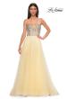Picture of: Rhinestone Embellished Corset with Lace Up Back and Tulle Skirt in Pale Yellow, Style 32703, Detail Picture 5