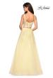 Picture of: Two Piece Floor Length Prom Dress with Lace Detail in Pale Yellow, Style: 27489, Detail Picture 6