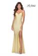 Picture of: Form Fitting Prom Dress with Ruched Bow Bodice in Pale Yellow, Style: 28536, Detail Picture 6