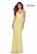 Picture of: Fitted Jersey Long Dress with Lace Up Back in Pale Yellow, Style: 28541, Detail Picture 6