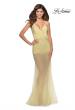 Picture of: Sheer Tulle Rhinestone Dress with Attached Shorts in Pale Yellow, Style: 28806, Detail Picture 6