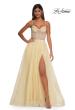 Picture of: Tulle A-line Prom Dress with Rhinestone Detail on Corset Top in Pale Yellow, Style: 32675, Detail Picture 6