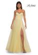 Picture of: A-line Tulle Dress with Satin Top and Rhinestone Neckline in Pale Yellow, Style: 32731, Detail Picture 6