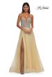 Picture of: Prom Gown with Rhinestone Tulle and Illusion Corset Bodice in Pale Yellow, Style: 32725, Detail Picture 7