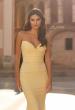Picture of: Strapless Jersey Mermaid Gown with Ruched Bodice and Lace-Up Back in Pale Yellow, Style: 33864, Detail Picture 7